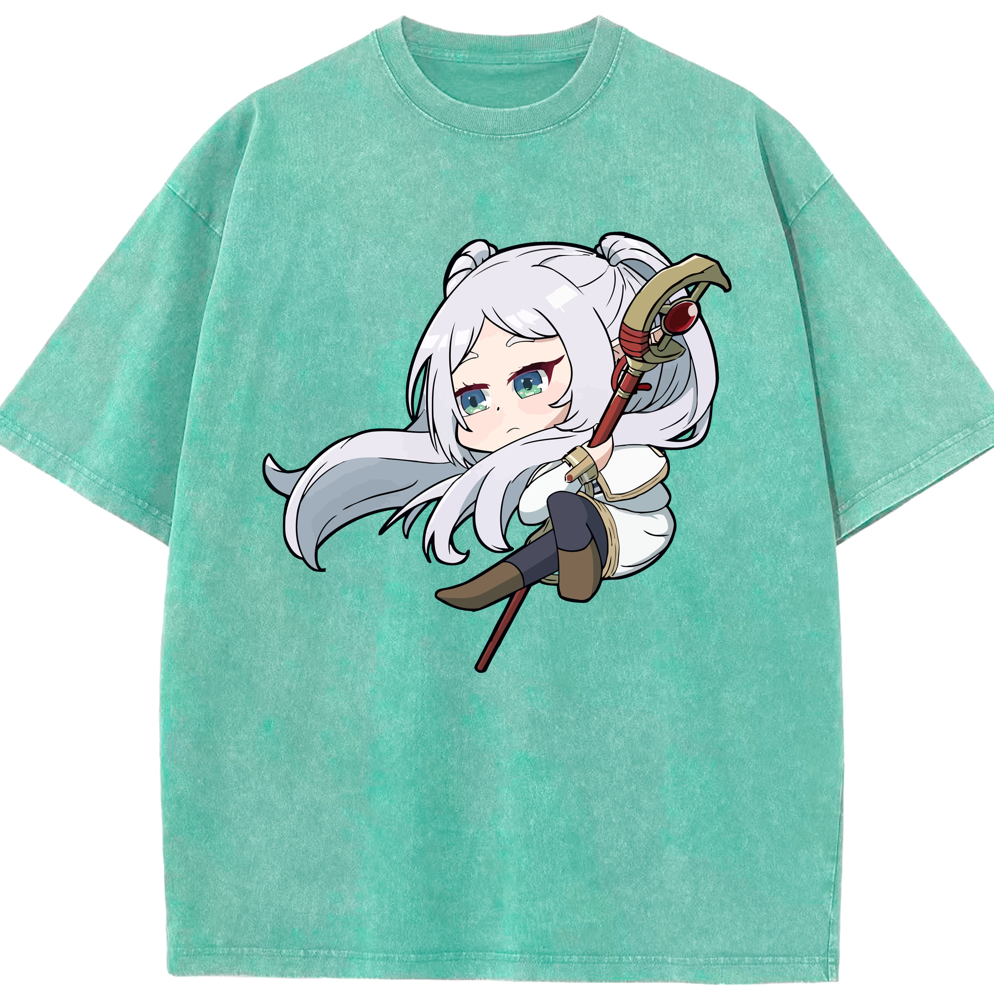 （画像用） 葬送のフリーレン Frieren 綿100% ヴィンテージ風 半袖Tシャツ（フロントプリント）